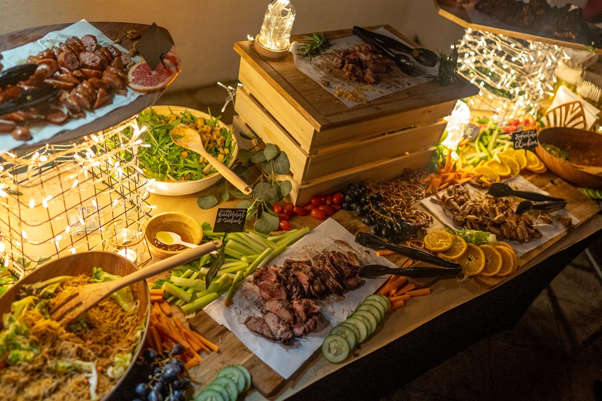 Sunday Roast table set up at night for a private home omakase BBQ event